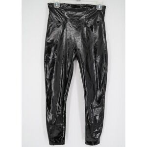 Spanx Faux Patent Leather Leggings Women's Size Medium Petite Black 20301Q